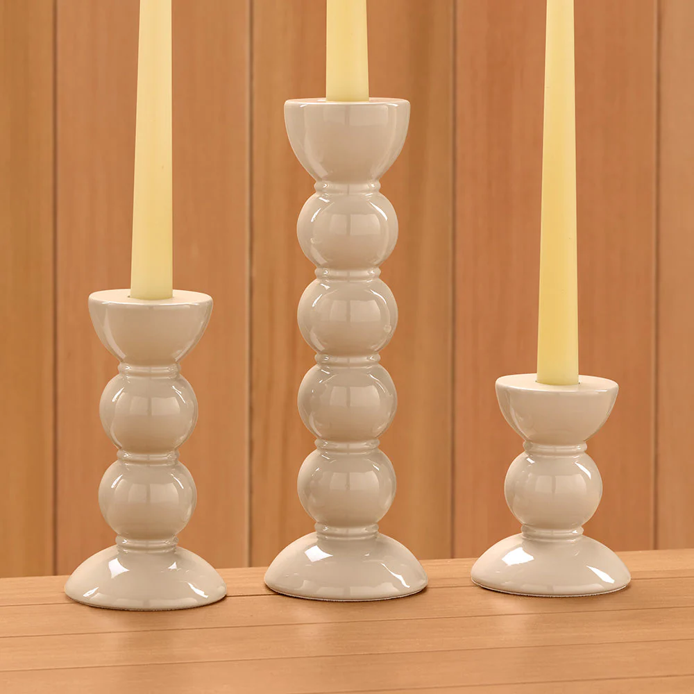 Addison Ross Bobbin Taper Candleholders, Chambray - Image 2