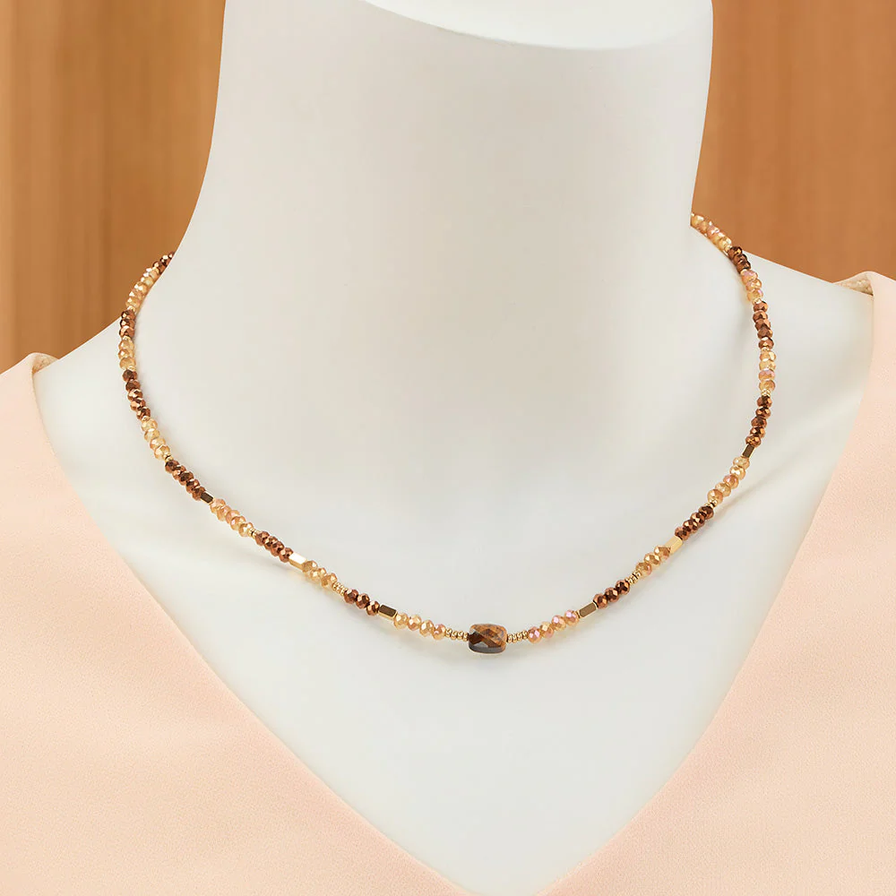 Anartxy Ulla Beaded Necklace, Bronze - Image 2