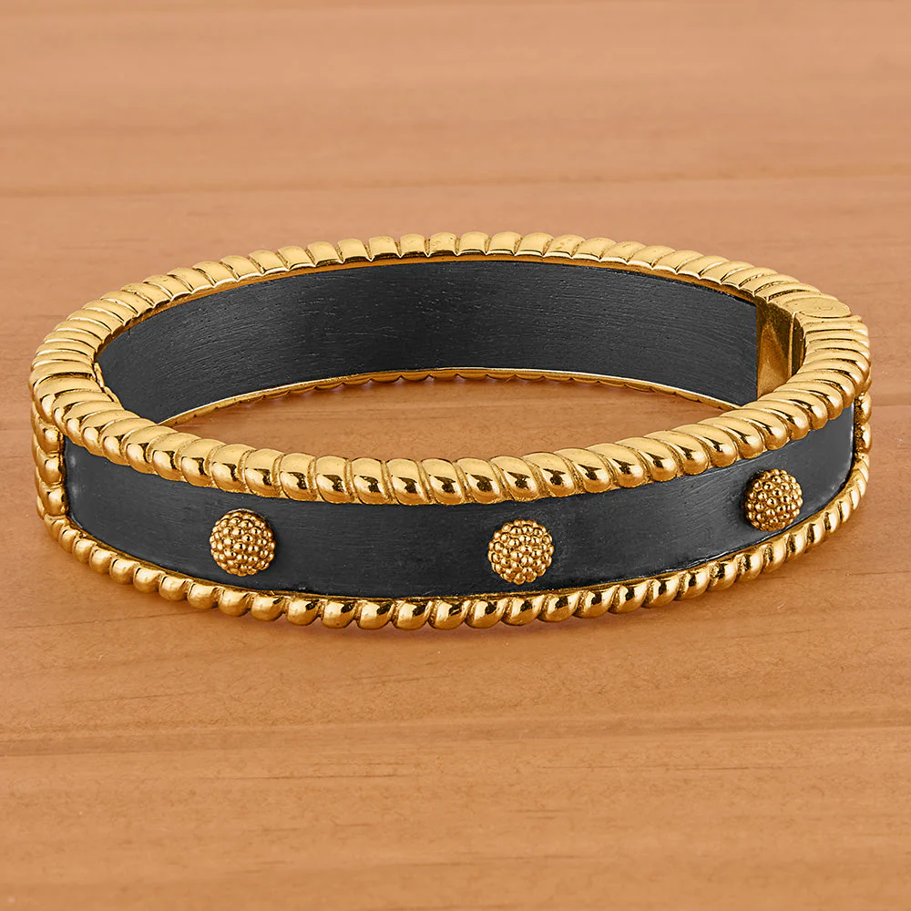 Capucine De Wulf Berry Gold and Wood Hinged Bangle Bracelet - Image 2