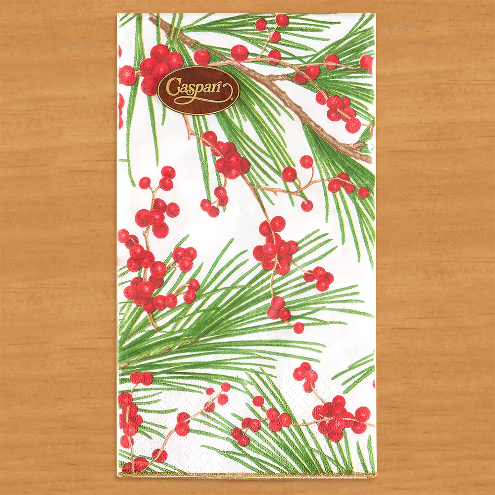 Caspari Paper Napkins, Berries & Pine - Image 4