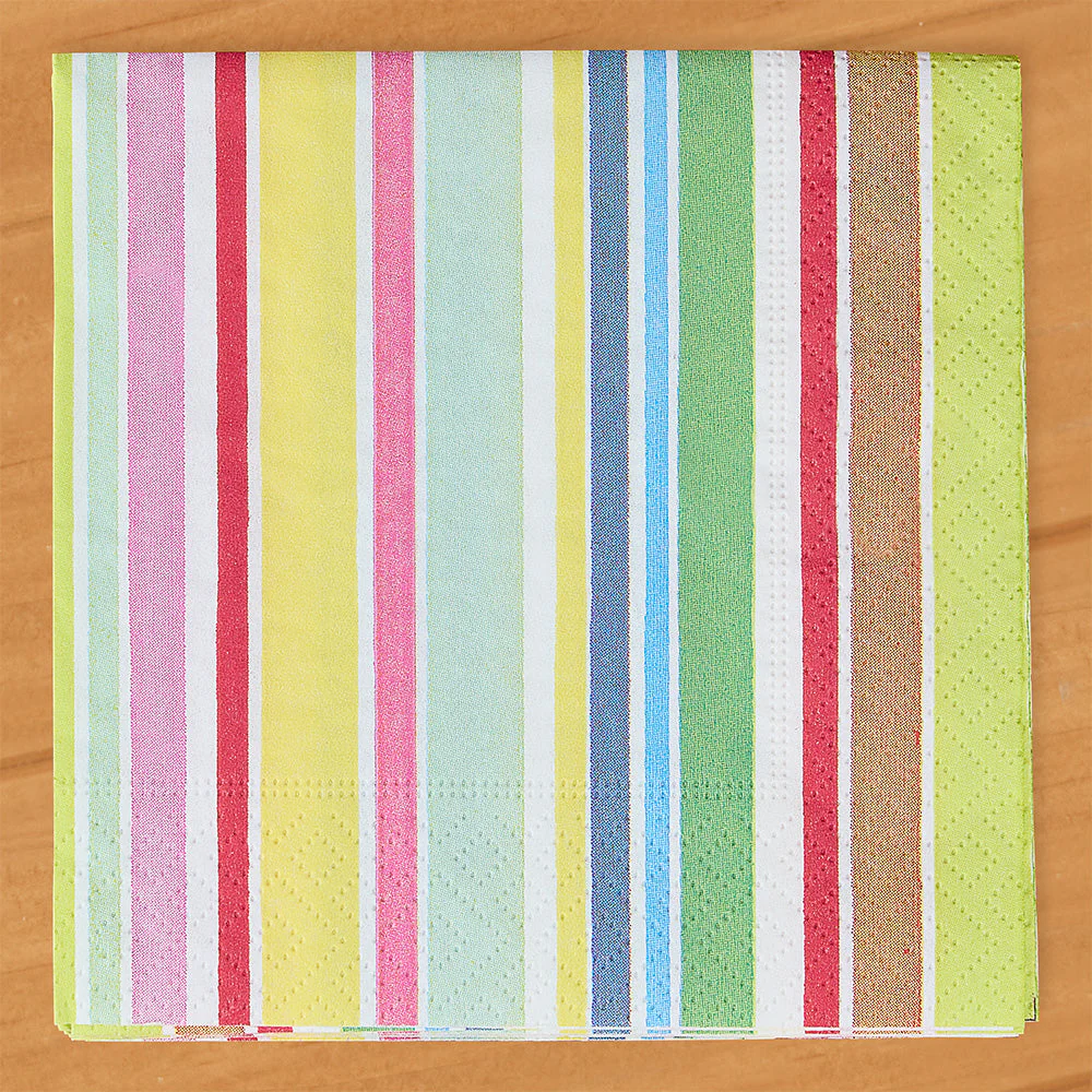 Caspari Paper Napkins, Bright Cabana Stripe - Image 2