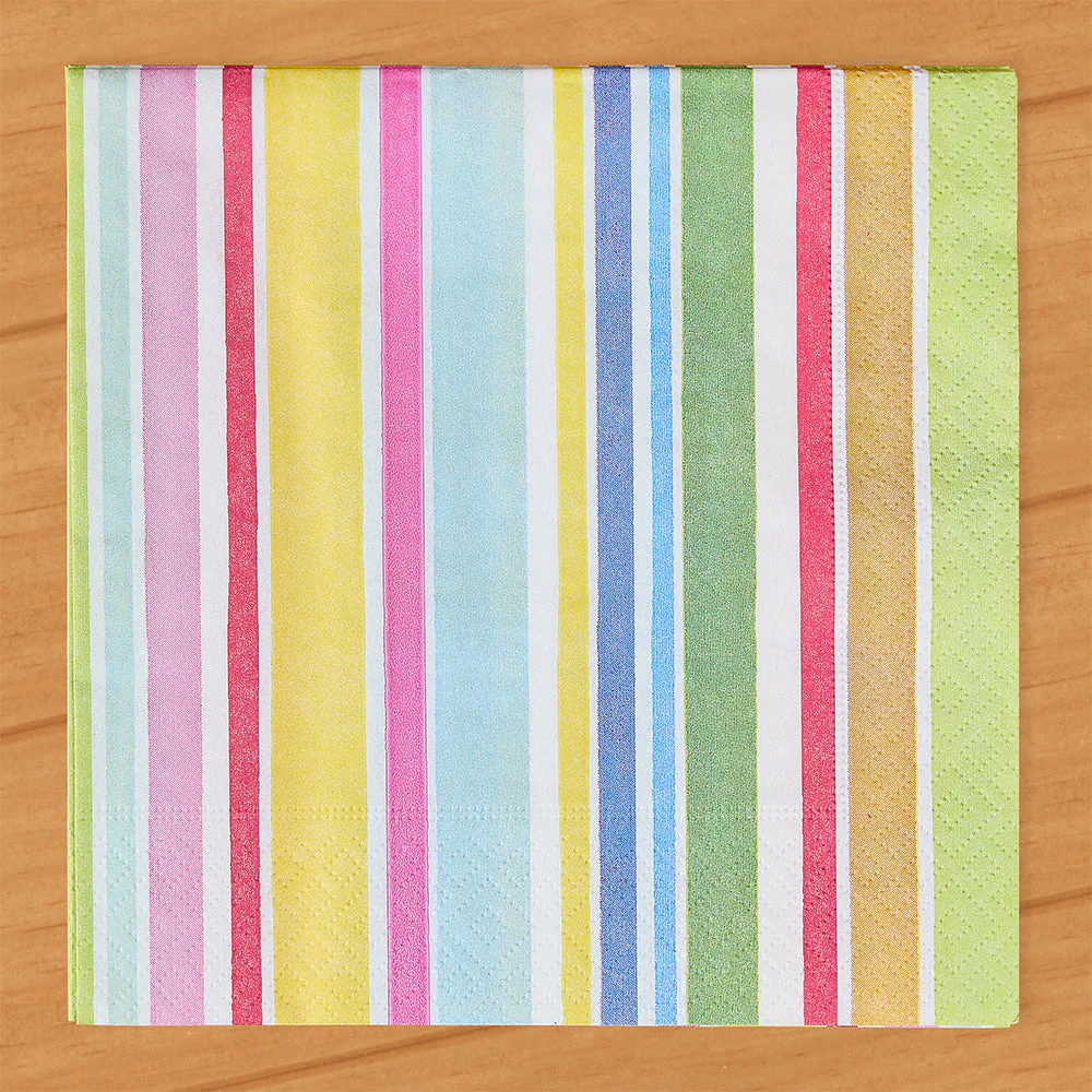 Caspari Paper Napkins, Bright Cabana Stripe - Image 3