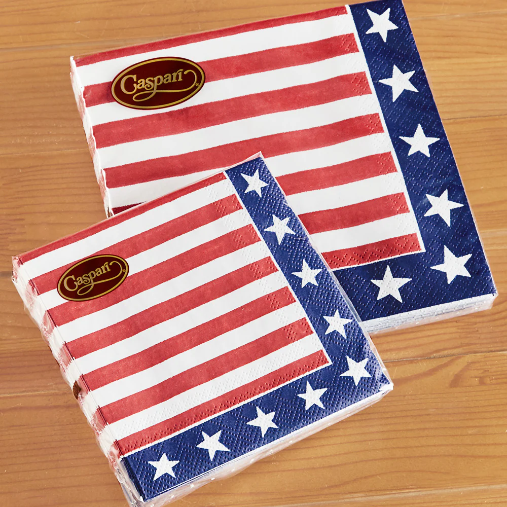 Caspari Paper Napkins - Red, White & Blue - Image 3