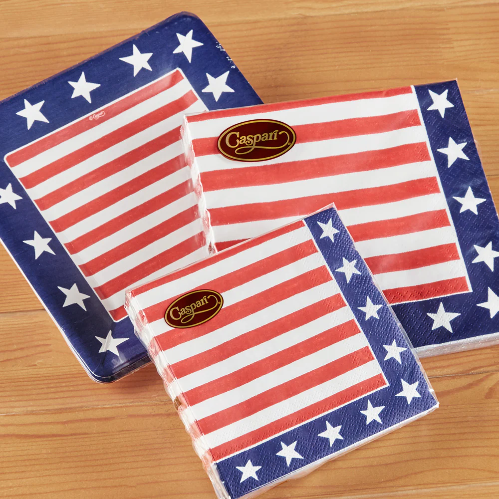 Caspari Paper Napkins - Red, White & Blue - Image 4