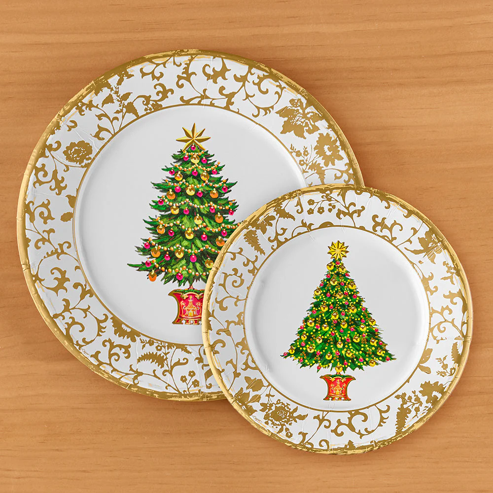 Caspari Paper Plates, Gilded Tree - Image 3