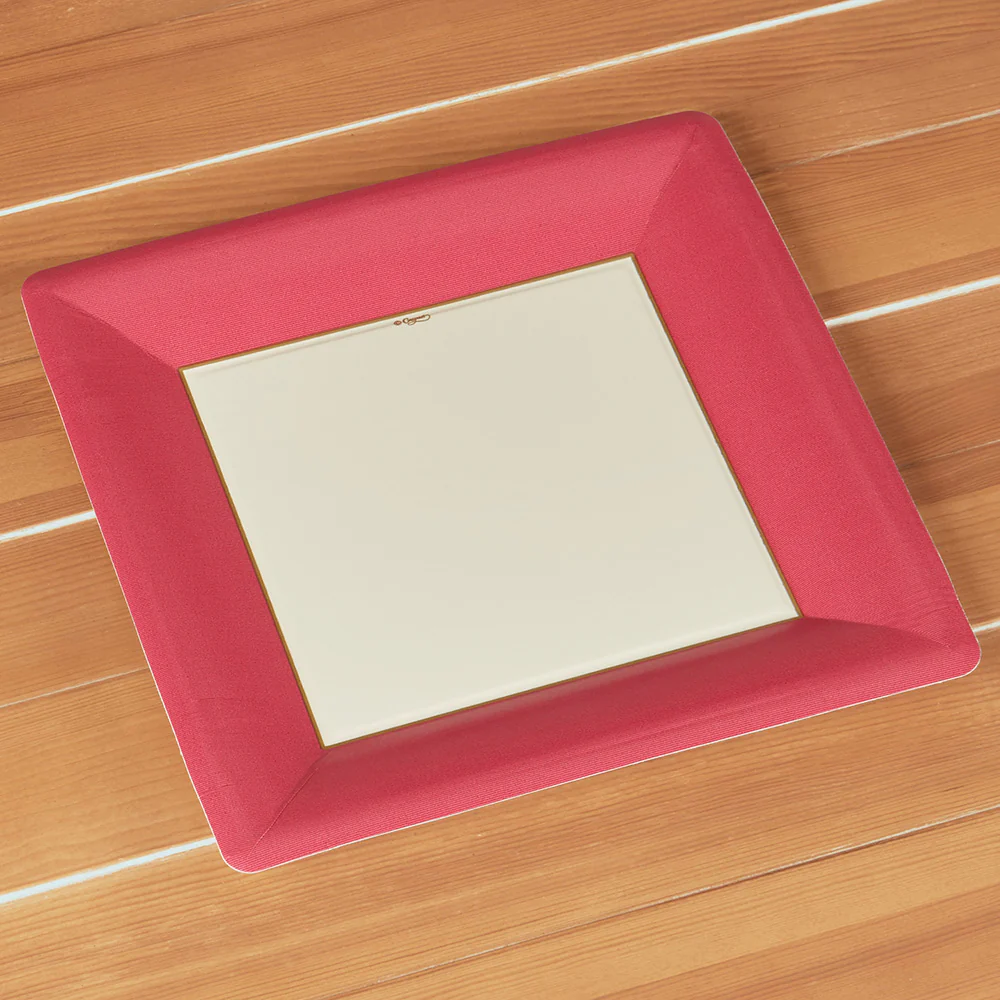 Caspari Square Paper Plates, Grosgrain, Rose - Image 3