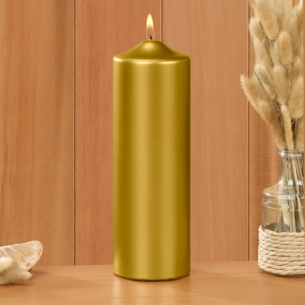 Ceralacca Lacquer Pillar Candles, Metallic Gold - Image 4