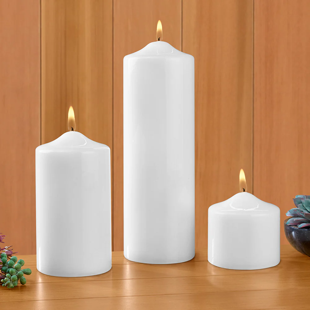 Ceralacca Lacquer Pillar Candles, White - Image 4
