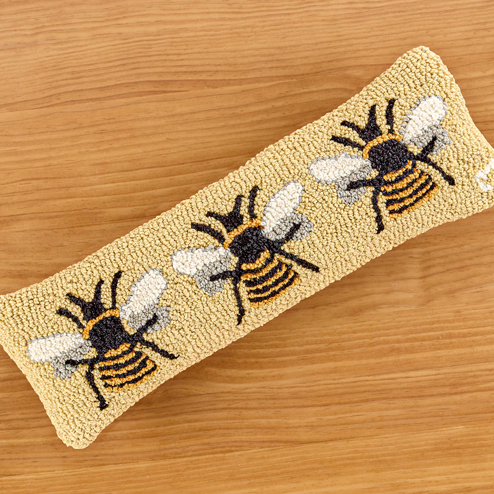Chandler 4 Corners 24" x 8" Hooked Wool Pillow, Bumblebee Trio