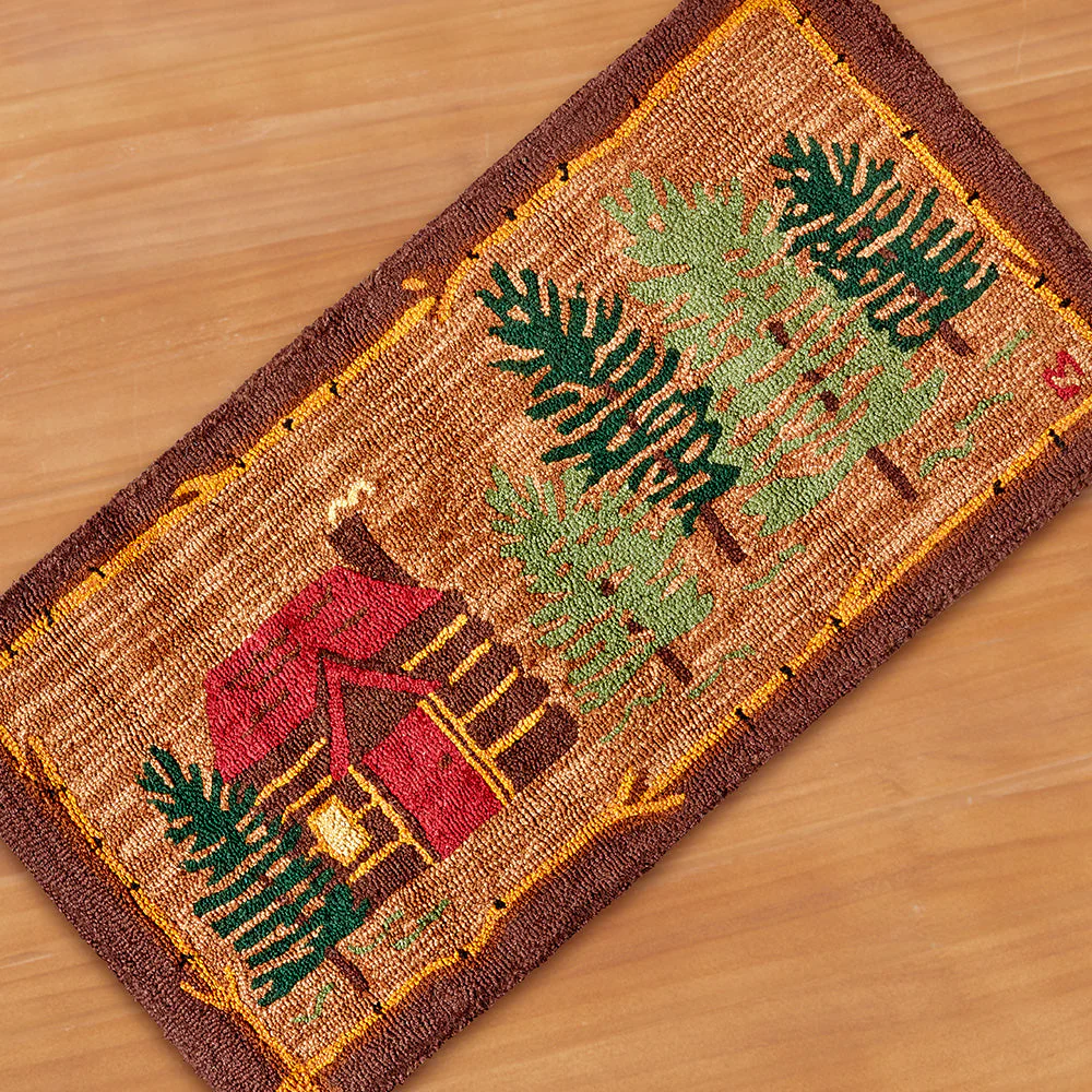 Chandler 4 Corners 2' x 4' Hooked Rug, Cabin In Woods