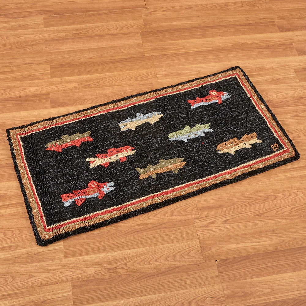 Chandler 4 Corners 2' x 4' Hooked Rug, River Fish