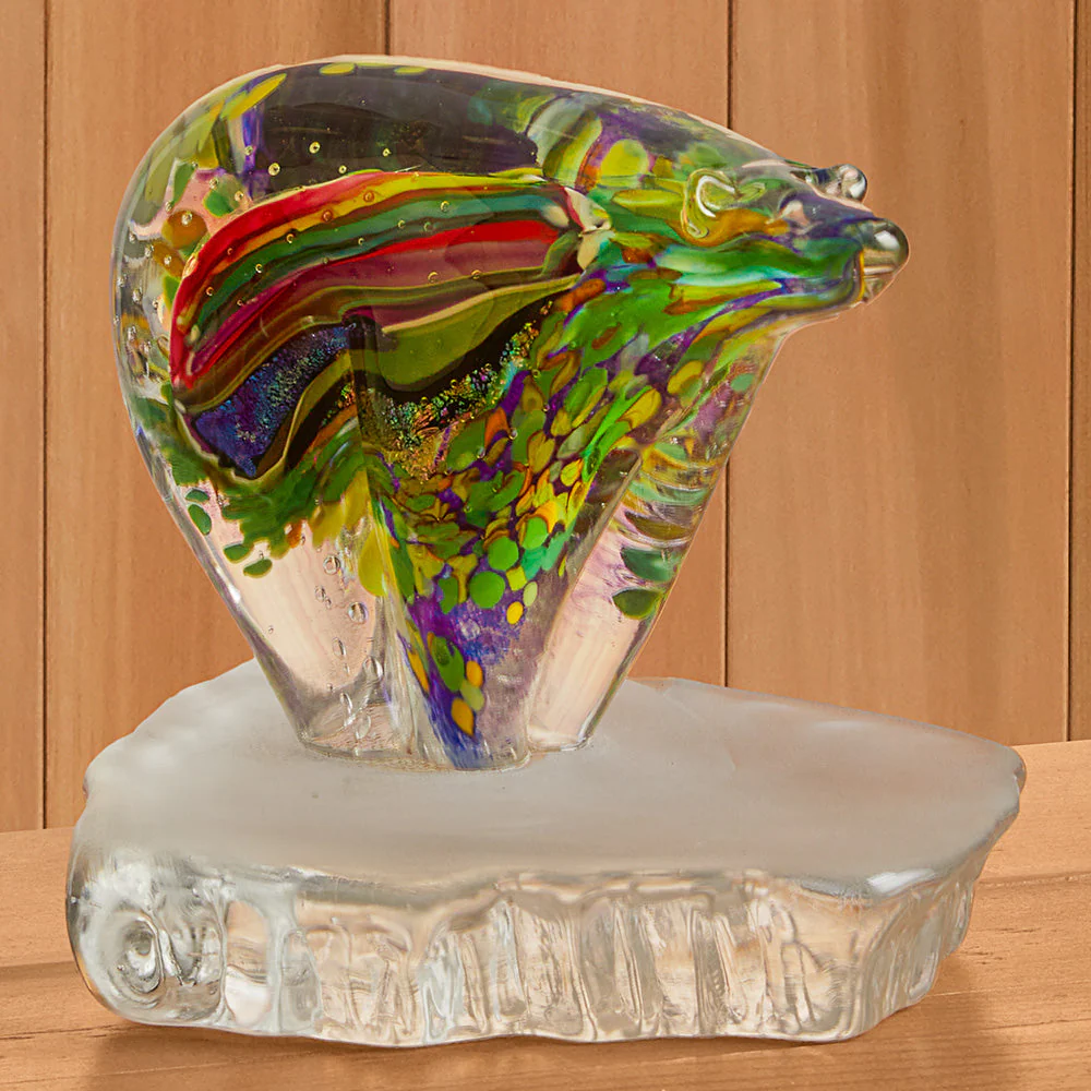 Glass Bear Figurine by Peter Patterson, Green - Image 2