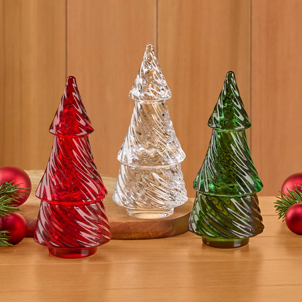 Glass Christmas Tree Tealight Holder