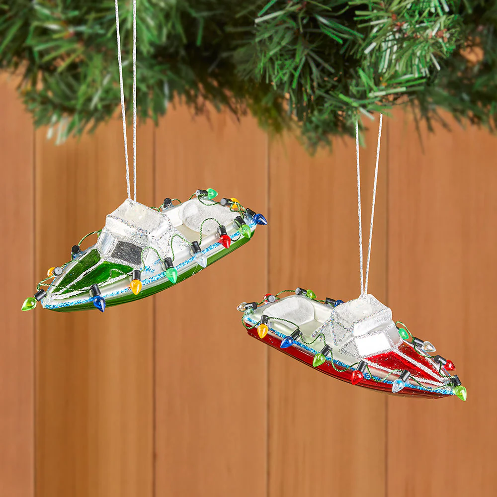 Kurt Adler Glass Ornament, Speed Boat - Image 3