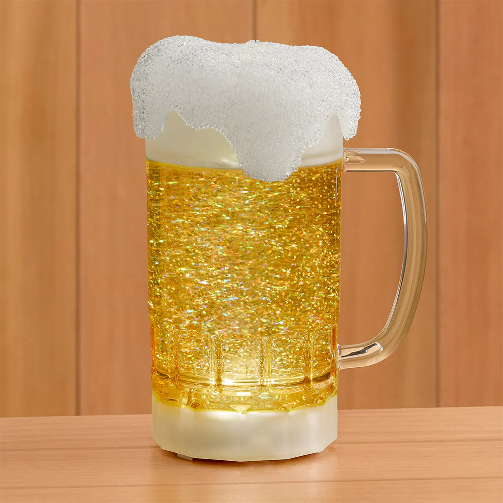LED Glitter Swirl Snow Globe Beer Mug