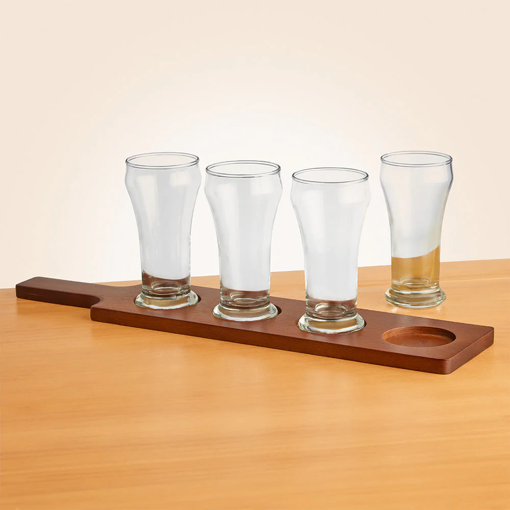 Libbey Beer Flight Tasting Glasses and Paddle Serving Set - Image 2