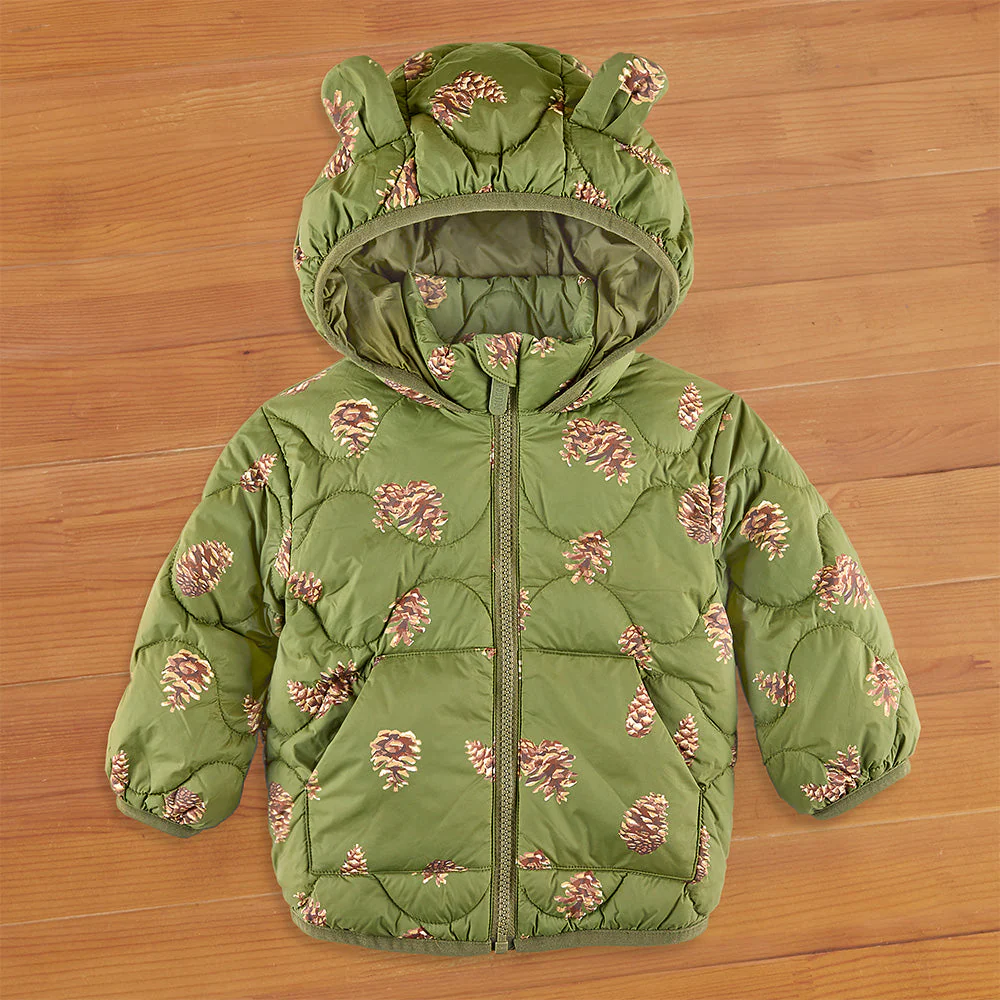 MILKBARN Toddler's Quilted Down Jacket with Hood, Pinecone