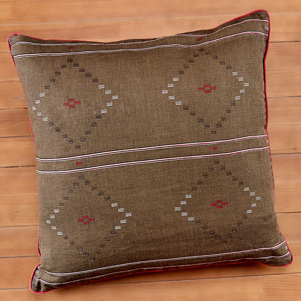 New Moon Woven Linen Accent Pillow, Chocolate