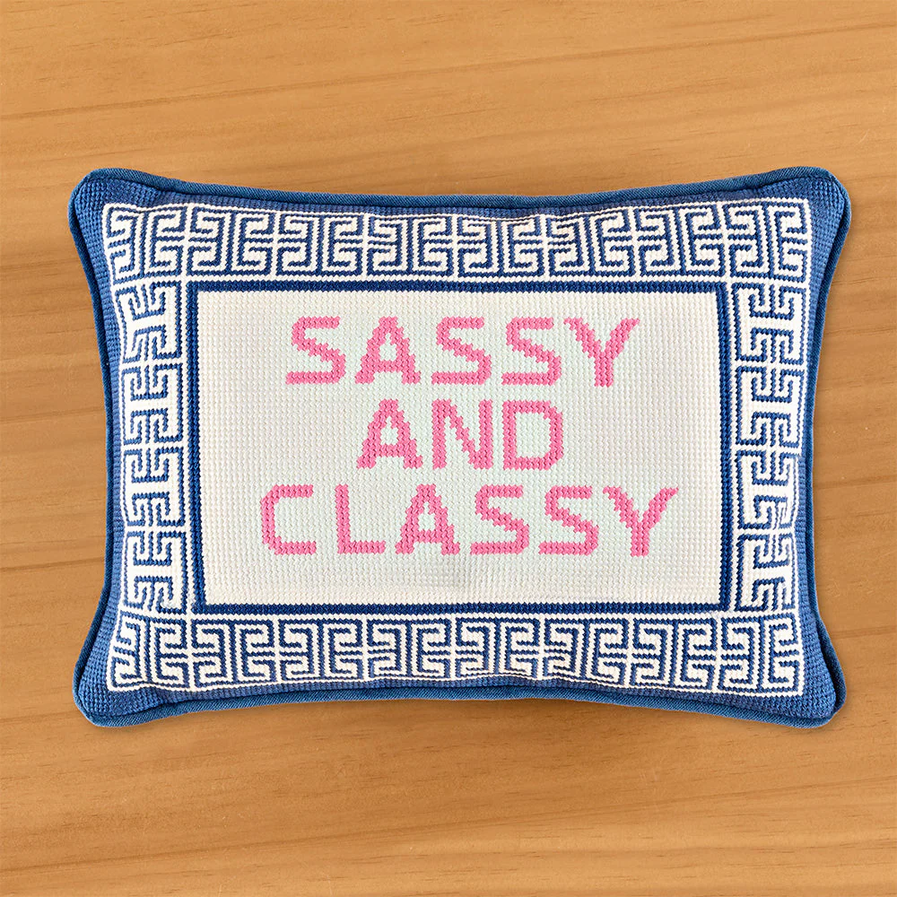 Peking Handicraft 14" X 10" Embroidered Pillow, "Sassy and Classy"