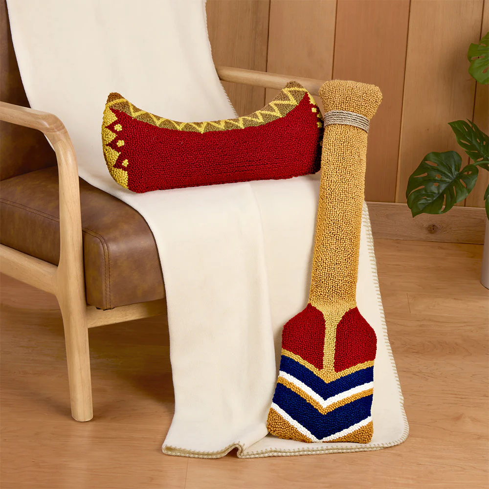 Peking Handicraft 20" X 8" Hooked Pillow, Canoe - Image 2
