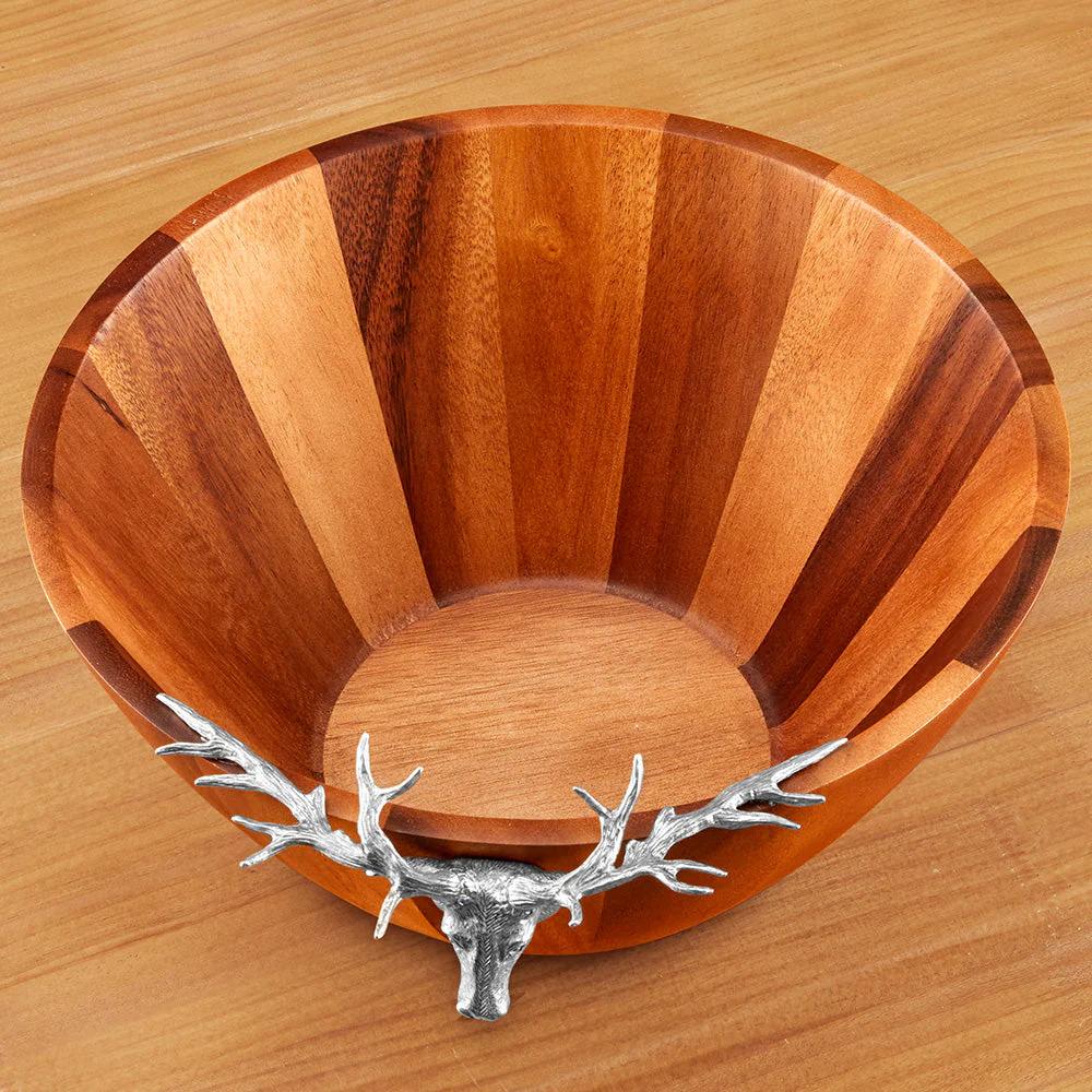 Petwer Stag Head Wood Serving Bowl - Image 3