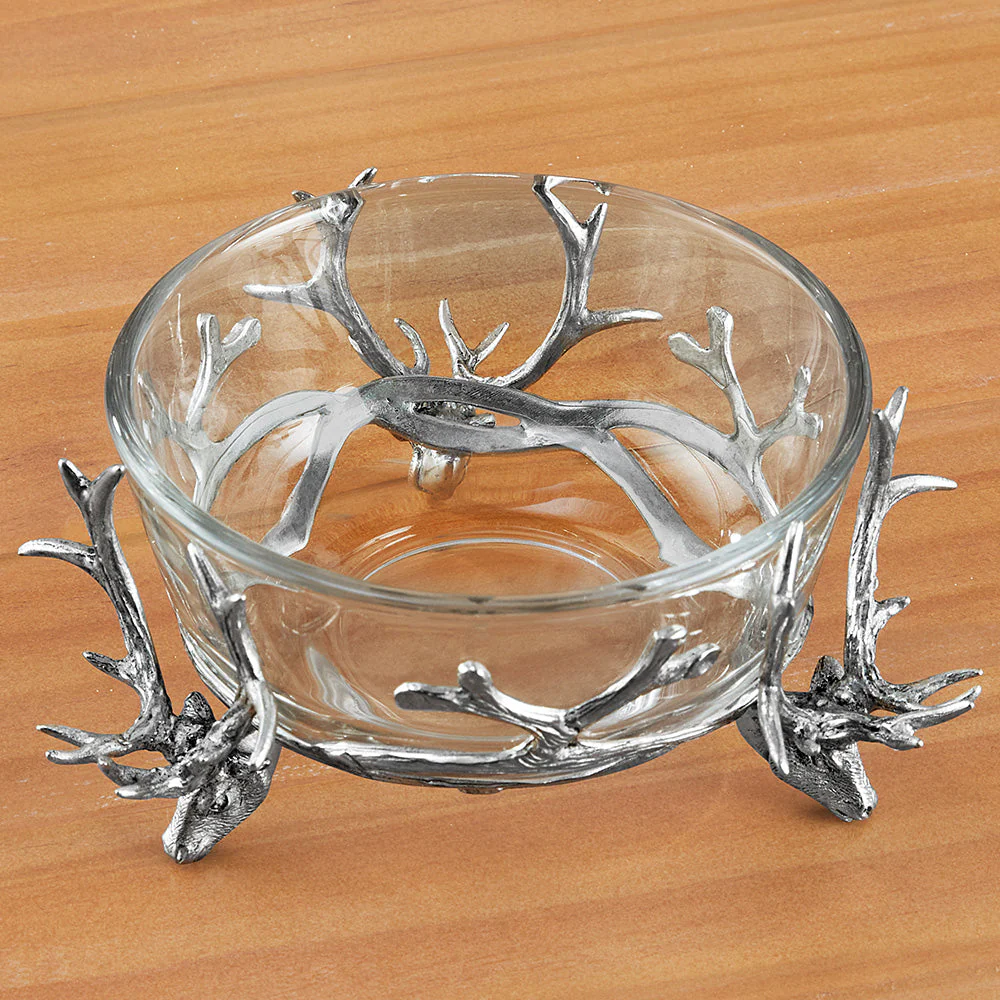 Pewter Stag Head Glass Bowl - Image 2