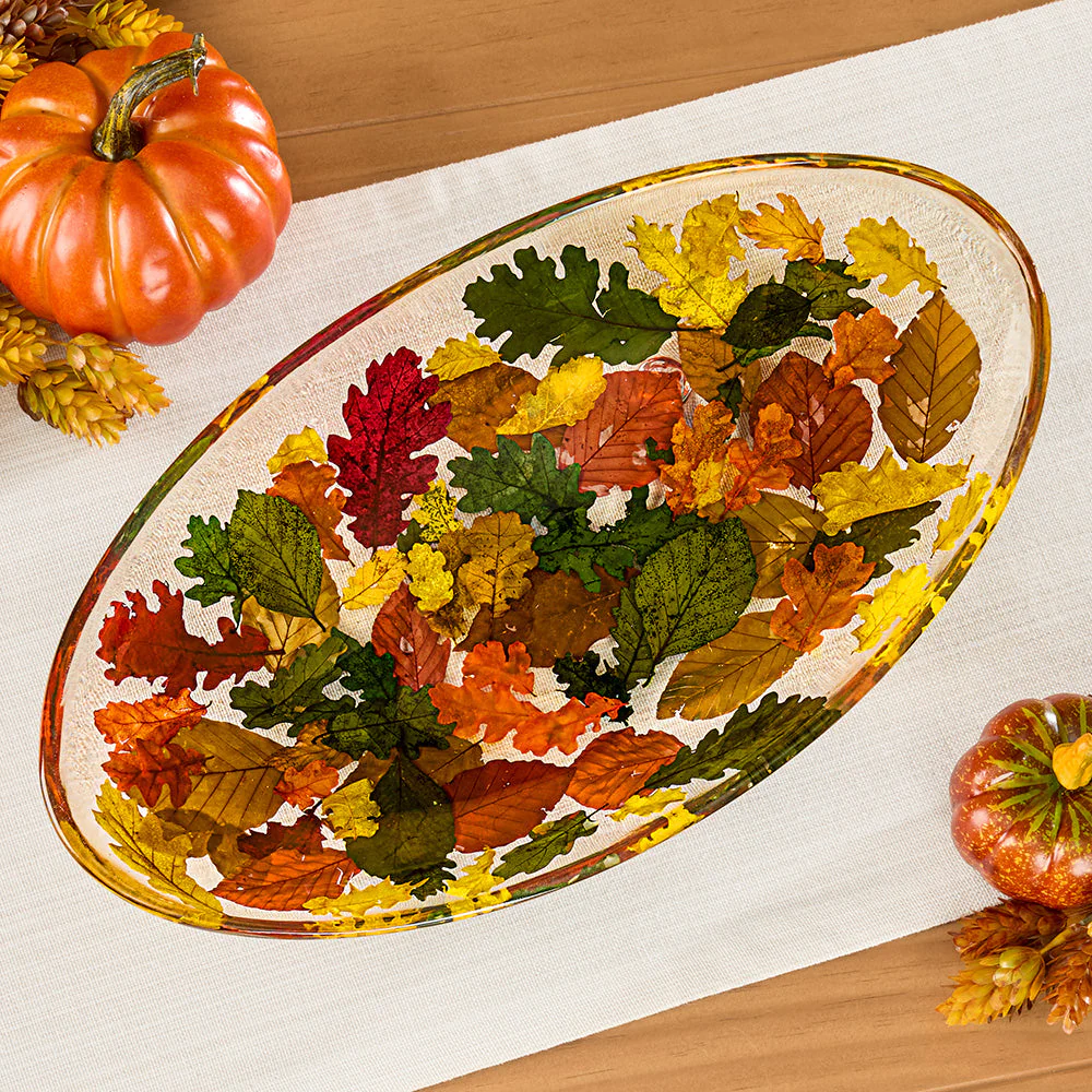 Riccardo Marzi Resin Platter, Fall Leaves - Image 3