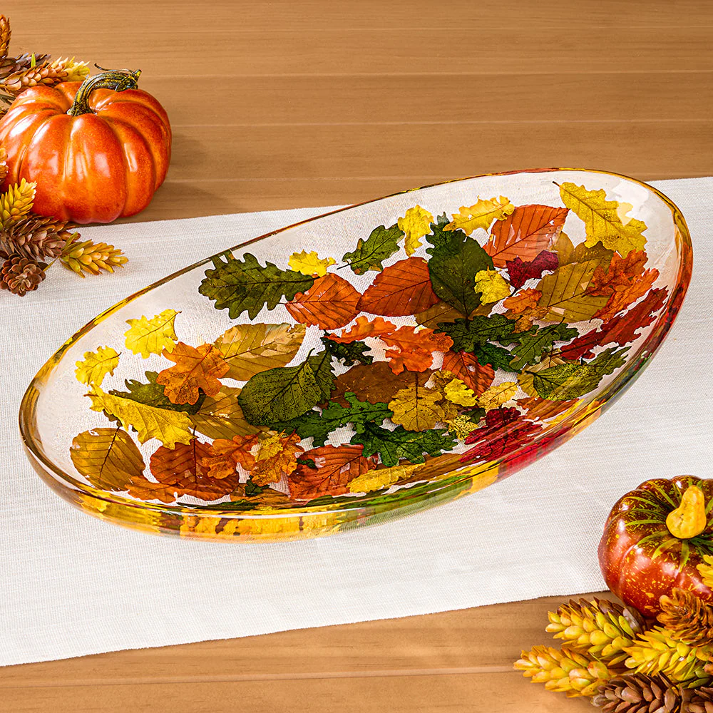 Riccardo Marzi Resin Platter, Fall Leaves - Image 4