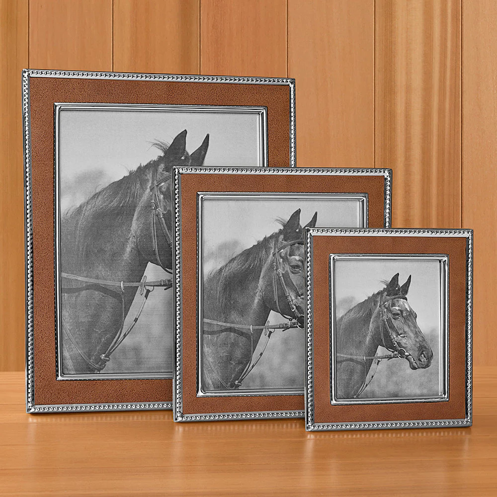 Silver-Trimmed Leather Photo Frame - Image 4
