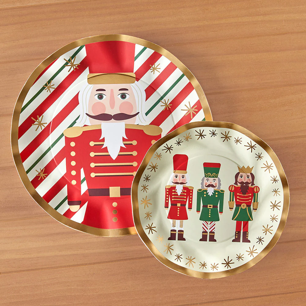 Sophistiplate Wavy Christmas Paper Salad Plates, Nutcracker - Image 2