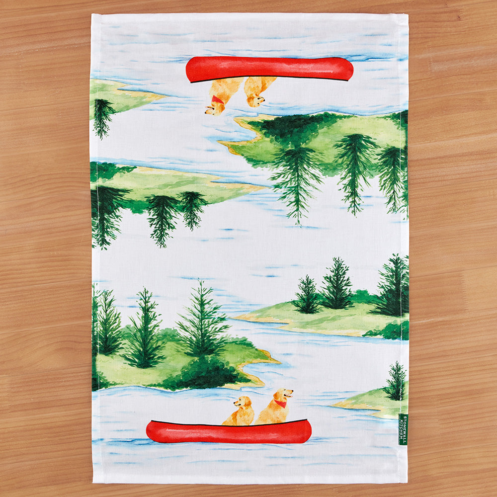 Stonewall Kitchen Tea Towel, Dogs in Canoe - Image 2