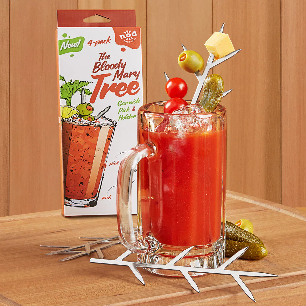 The Bloody Mary Tree Garnish Pick & Holder, Set of 4