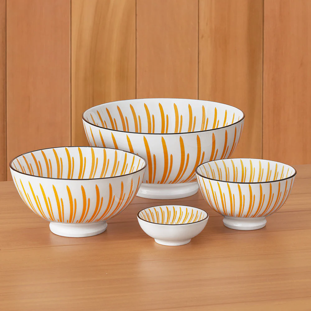 Torre & Tagus Kiri Porcelain Bowl, Yellow Sunburst - Image 4