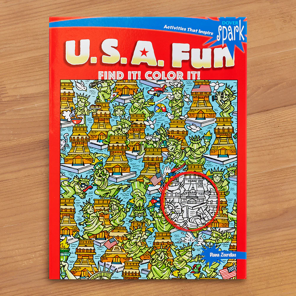 "U.S.A. Fun" Find It Coloring Book by Diana Zourelias