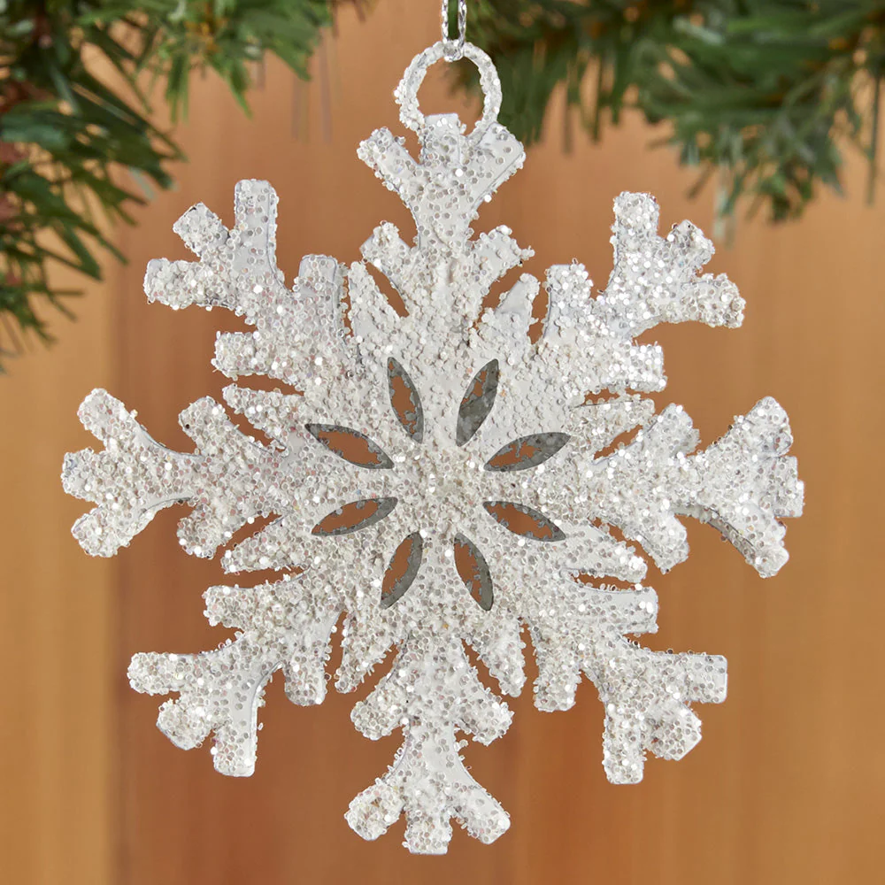 White Metal Snowflake Ornament - 3" and 8" - Image 3