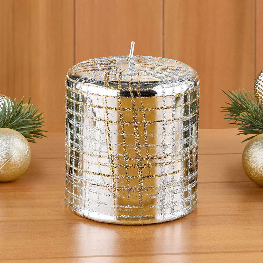 Zodax Metallic Pillar Candles, Glitter Weave - Image 5
